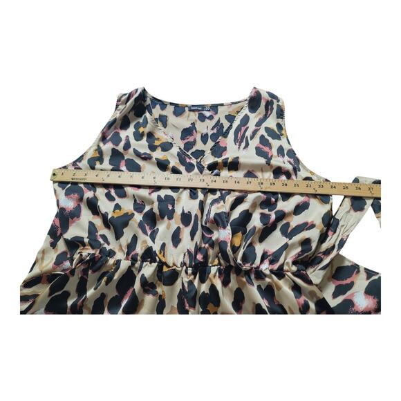 Boohoo Women's Plus Size Satin Leopard Print Cami Playsuit Sleeveless Size 16 US - Picture 9 of 11